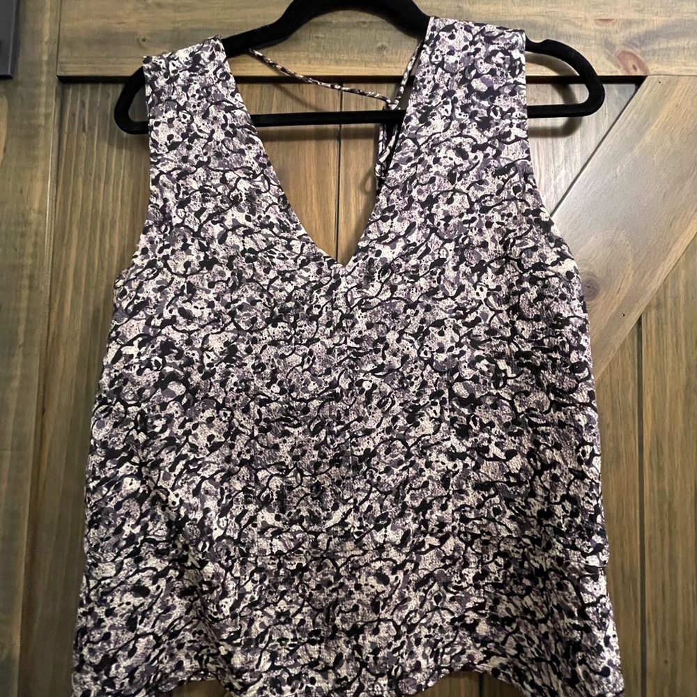 Everlane Black and White Patterned Tank Top
